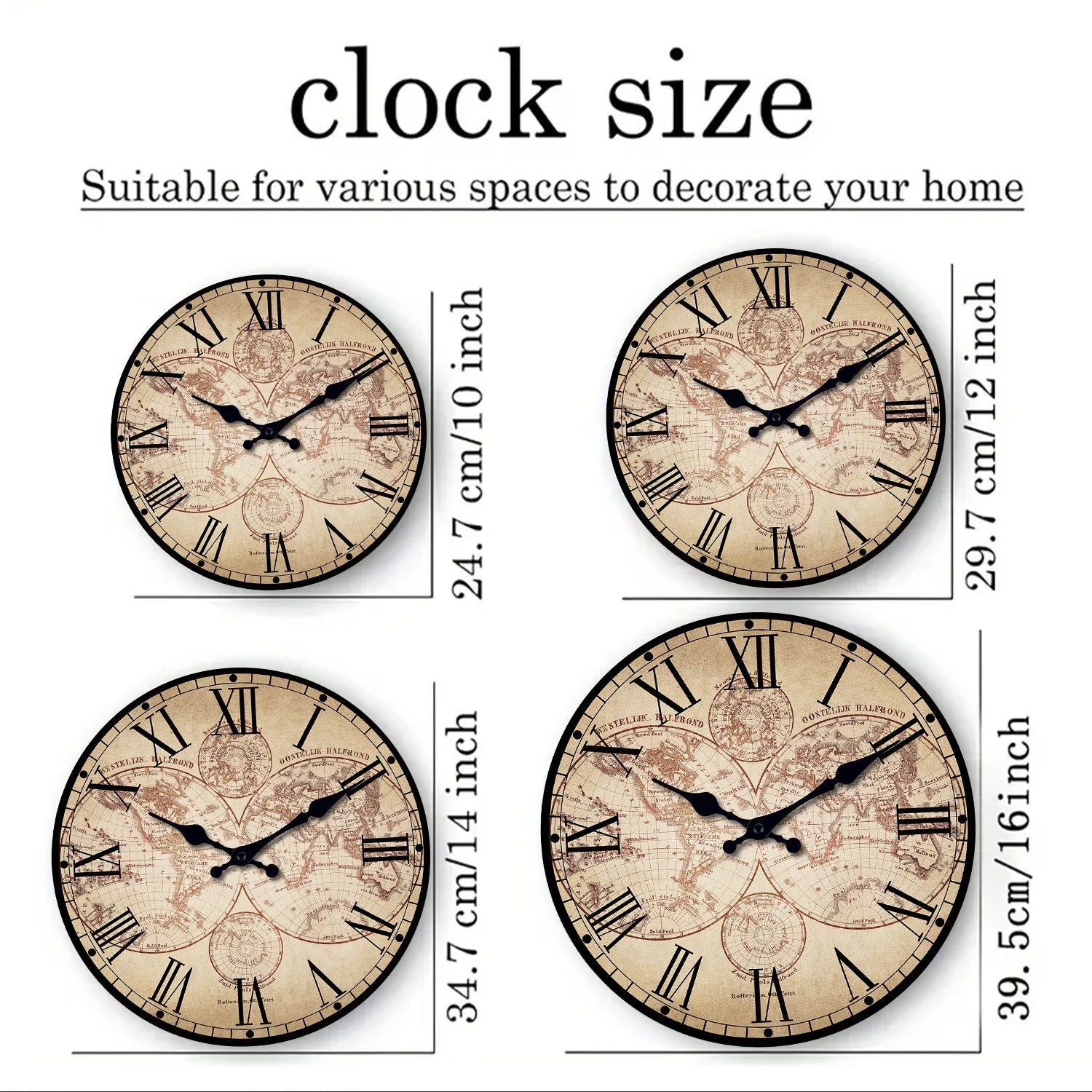 horloge murale rétro en bois avec boussole motif nautique décoratif - vue 4 sur 7