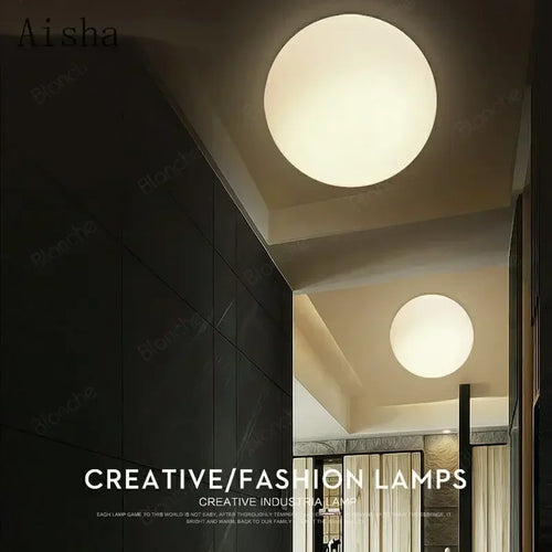 applique murale led moderne abat-jour rond en verre blanc - vue 3 sur 10