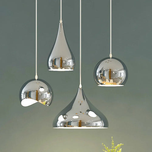 Plaqué nordique argent Globe boule miroir lampes suspendues E27 fer lampe suspendue de luxe en laiton argenté Art cuisine hôtel suspension lampe - vue 2 sur 13