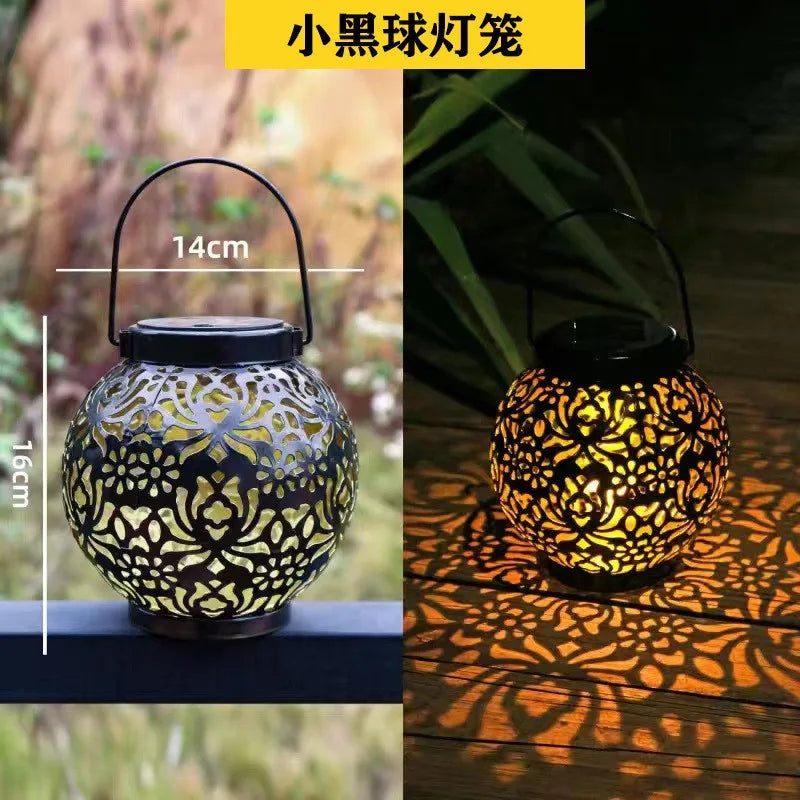 lanterne solaire à led en fer forgé pour jardin décoratif - vue 8 sur 8