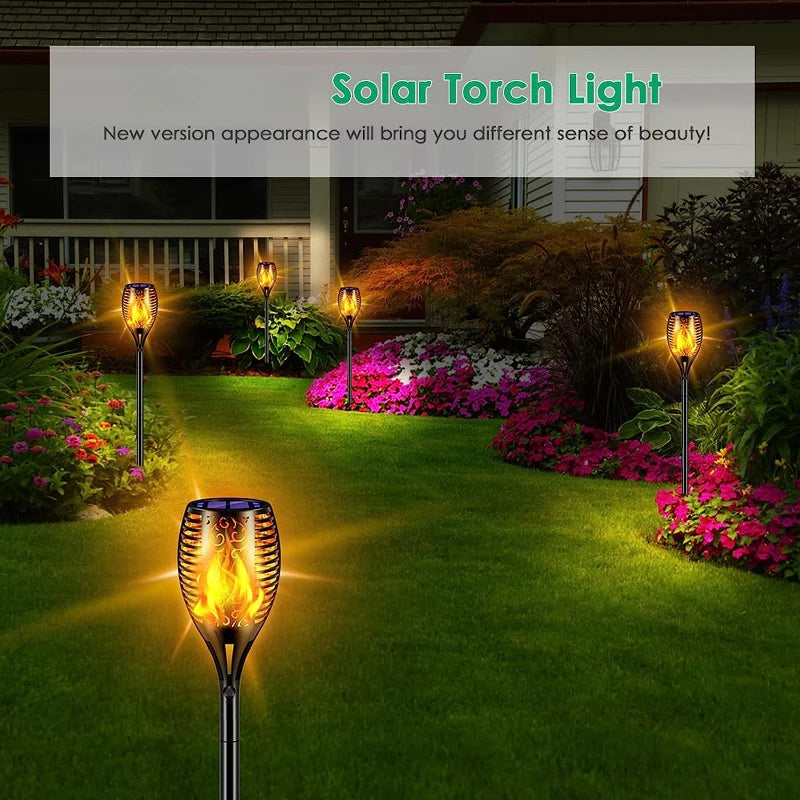 lampes solaires extérieures led flamme vacillante étanche jardin éclairage paysager - vue 4 sur 8
