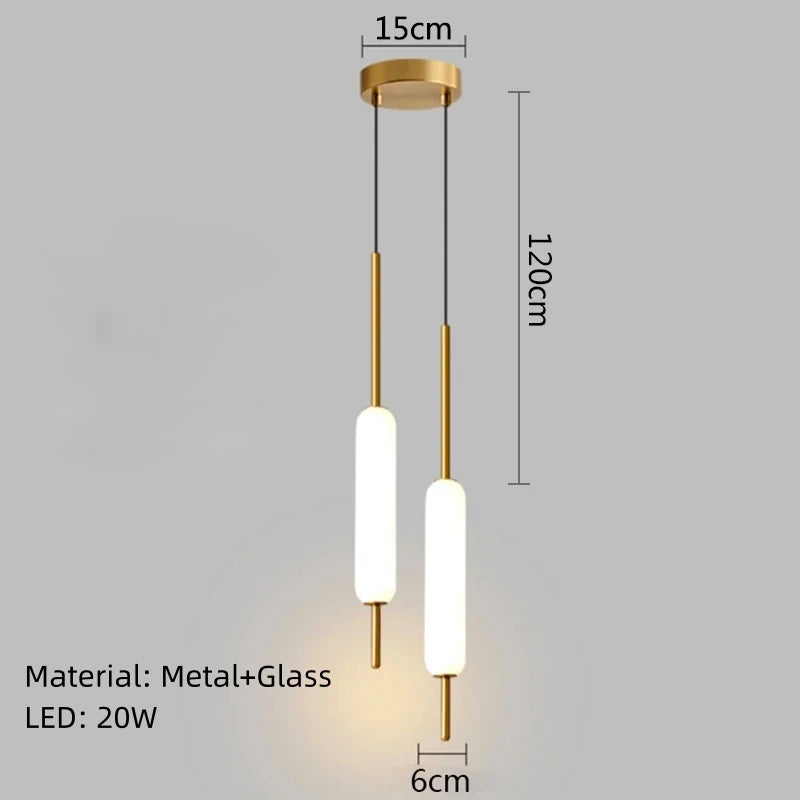 suspension nordique double tête en métal et verre minimaliste