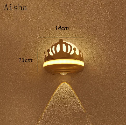 2023 New Crown Wall Lamp LED Outdoor Waterproof Wall Light IP65 Staircase Wall Lamp Children's Bedroom Wall Decoration Sconces - vue 6 sur 7