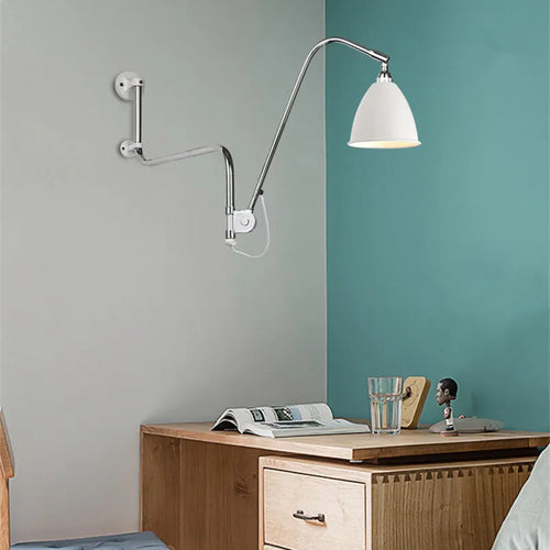 Nordic Modern Minimalist Swing Bedroom, Living Room, Study, Personalized Adjustable E27LED Creative Iron Wall Lamp - vue 6 sur 8