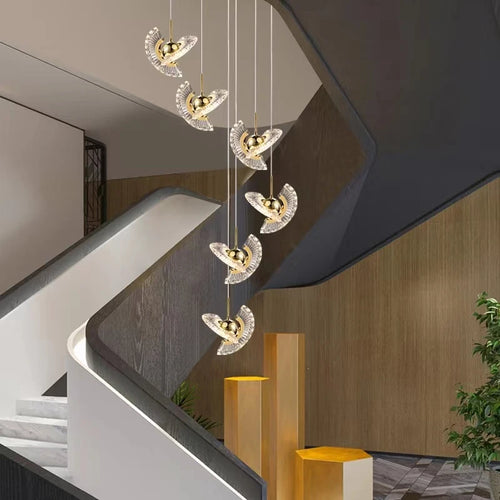 suspension à led pour escalier design créatif et rotatif - vue 3 sur 16