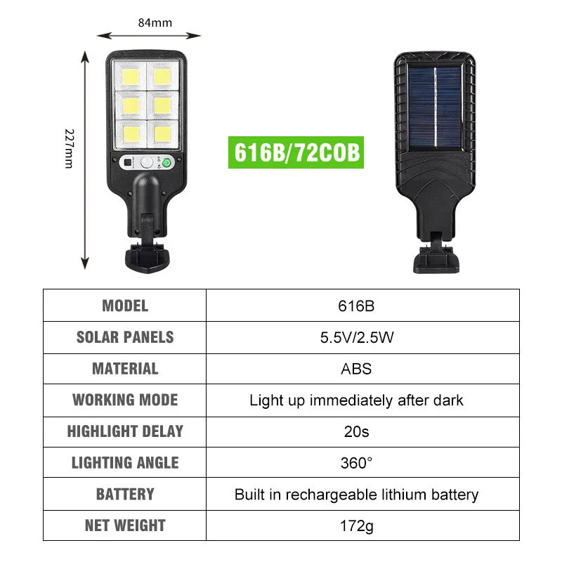 lampadaire solaire extérieur avec télécommande et détection humaine - vue 13 sur 19