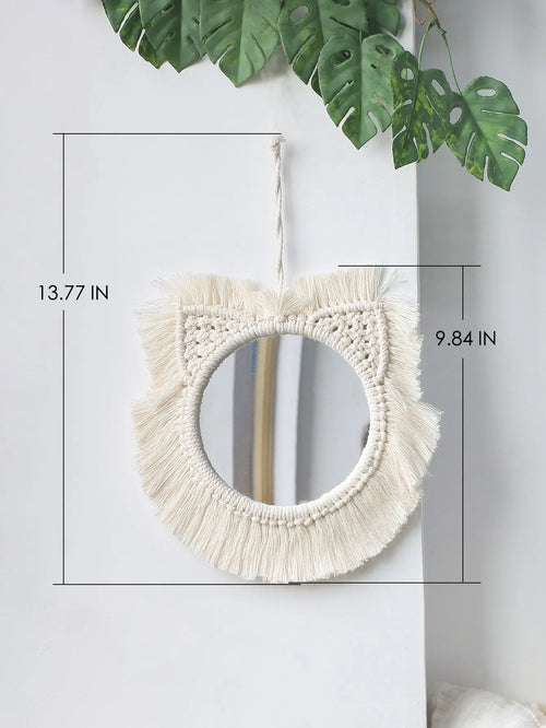 miroir décoratif boho en macramé pour décoration murale artisanale - vue 8 sur 13