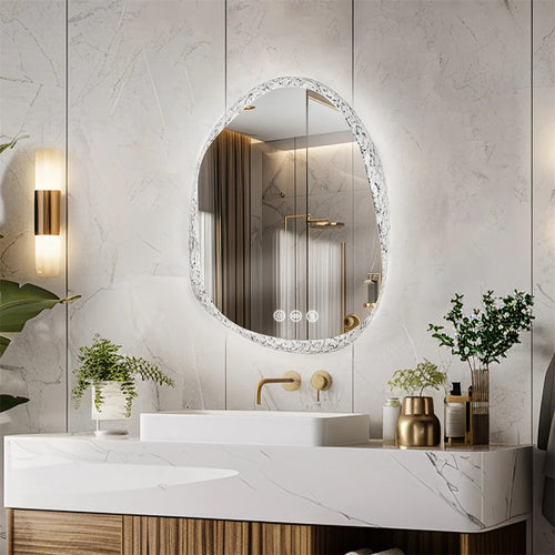 miroir sans cadre avec éclairage led et capteurs tactiles - vue 2 sur 9