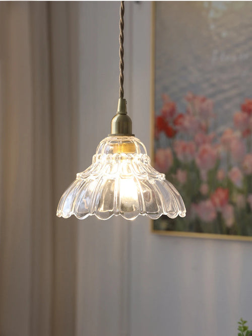 suspension en verre et laiton style japonais design nordique luxe - vue 2 sur 8