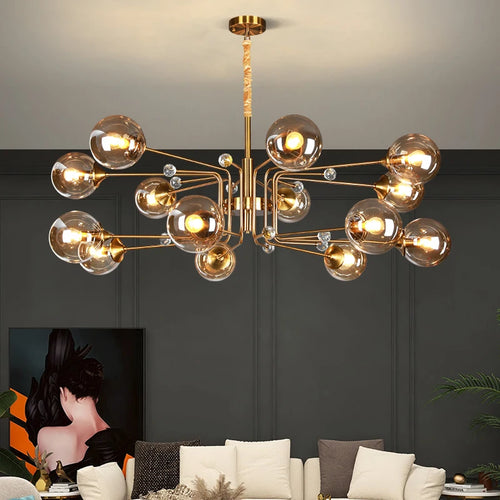 lustre led moderne 10 globes - vue 4 sur 18