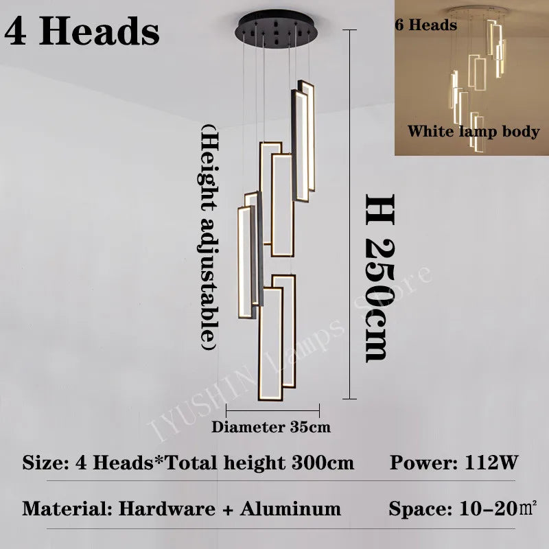 lustre moderne à led pour décoration créative en duplex - vue 7 sur 9