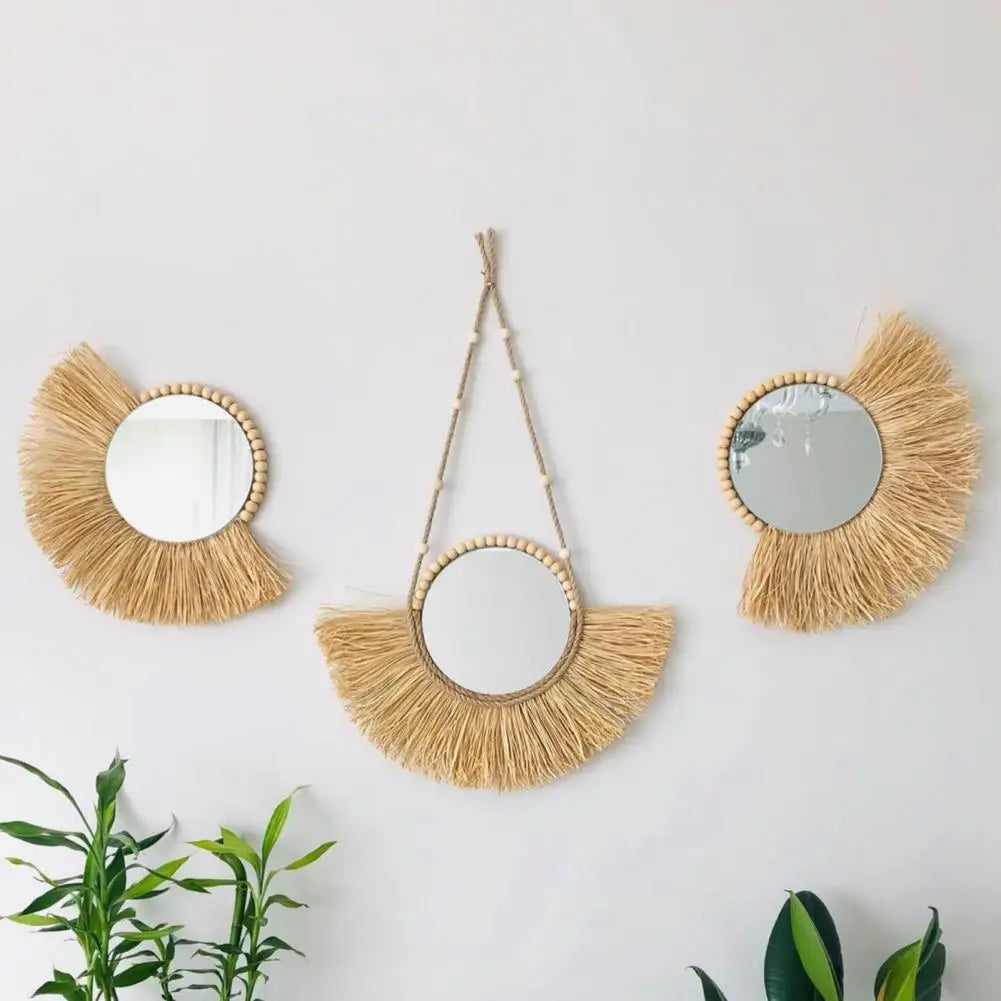 miroir suspendu en paille acrylique design et pratique - vue 4 sur 10