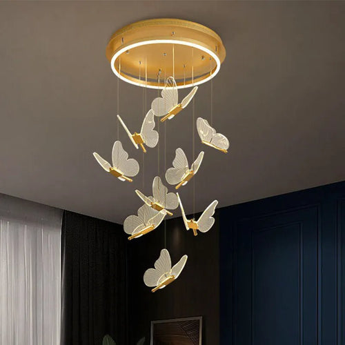 Lustre Papillon LED Acrylique Salle Escalier Suspension - vue 3 sur 12