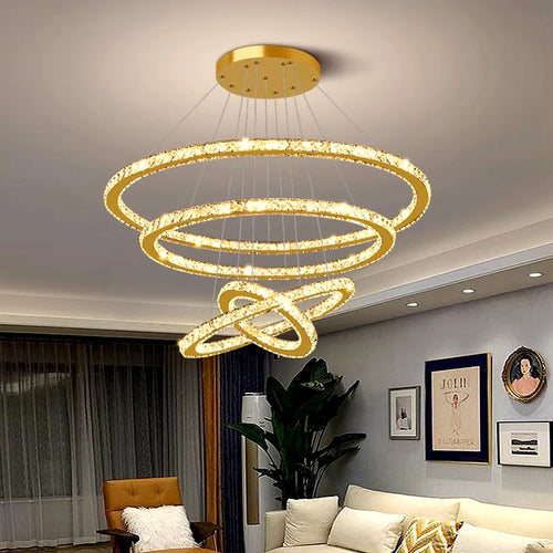 lustre moderne en cristal éclairage intérieur led suspendu - vue 5 sur 12
