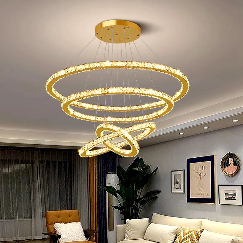 lustre moderne en cristal éclairage intérieur led suspendu - vue 4 sur 12