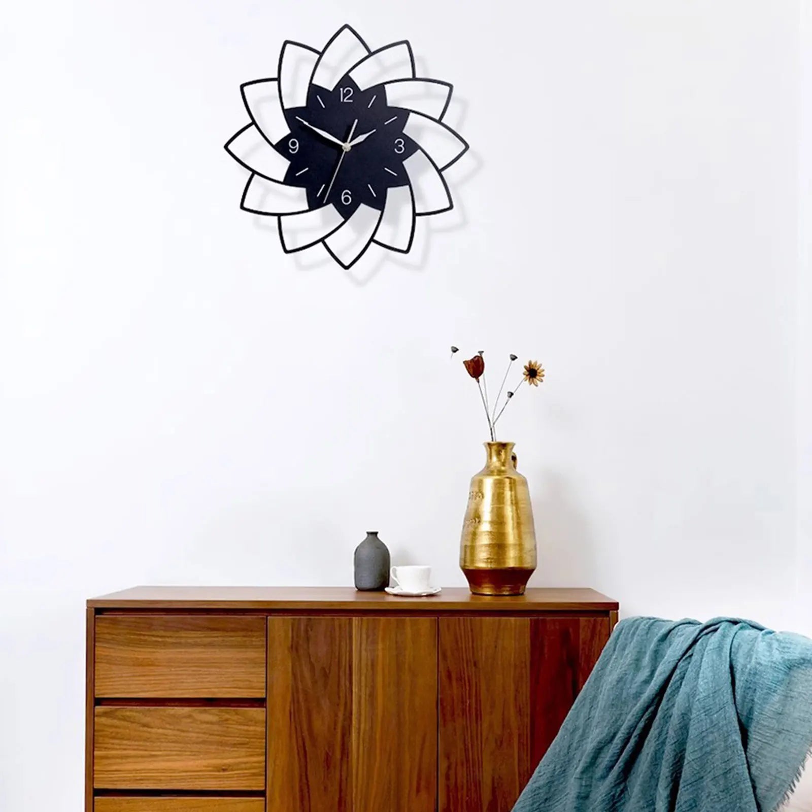 horloge murale silencieuse en forme de fleur décoration intérieure - vue 5 sur 6