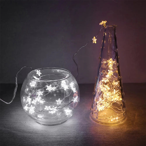 guirlande lumineuse led étoile fil cuivre pour décorations de fête - vue 6 sur 8