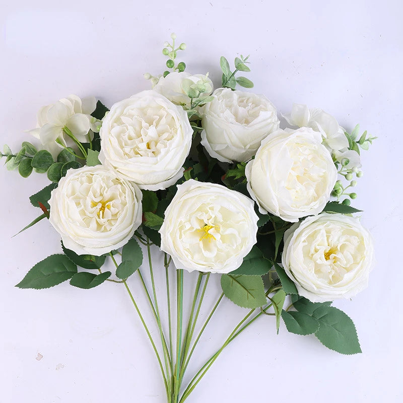 bouquet de roses artificielles en soie pour décoration intérieure - vue 7 sur 16
