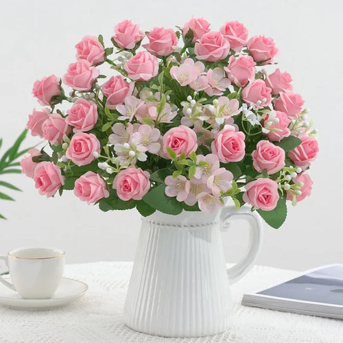 fleurs artificielles mariage bouquet roses hortensia décoration florale - vue 4 sur 11