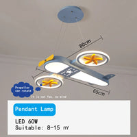 lustre dessin animé avion led avec télécommande pour enfants