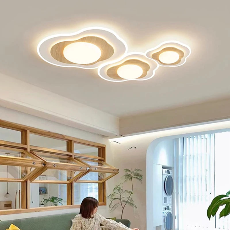 Plafonnier Chambre principale LED luxe blanc bois crème Style pour chambre salon salle d'étude vestiaire maison chaleureuse déco - vue 5 sur 10