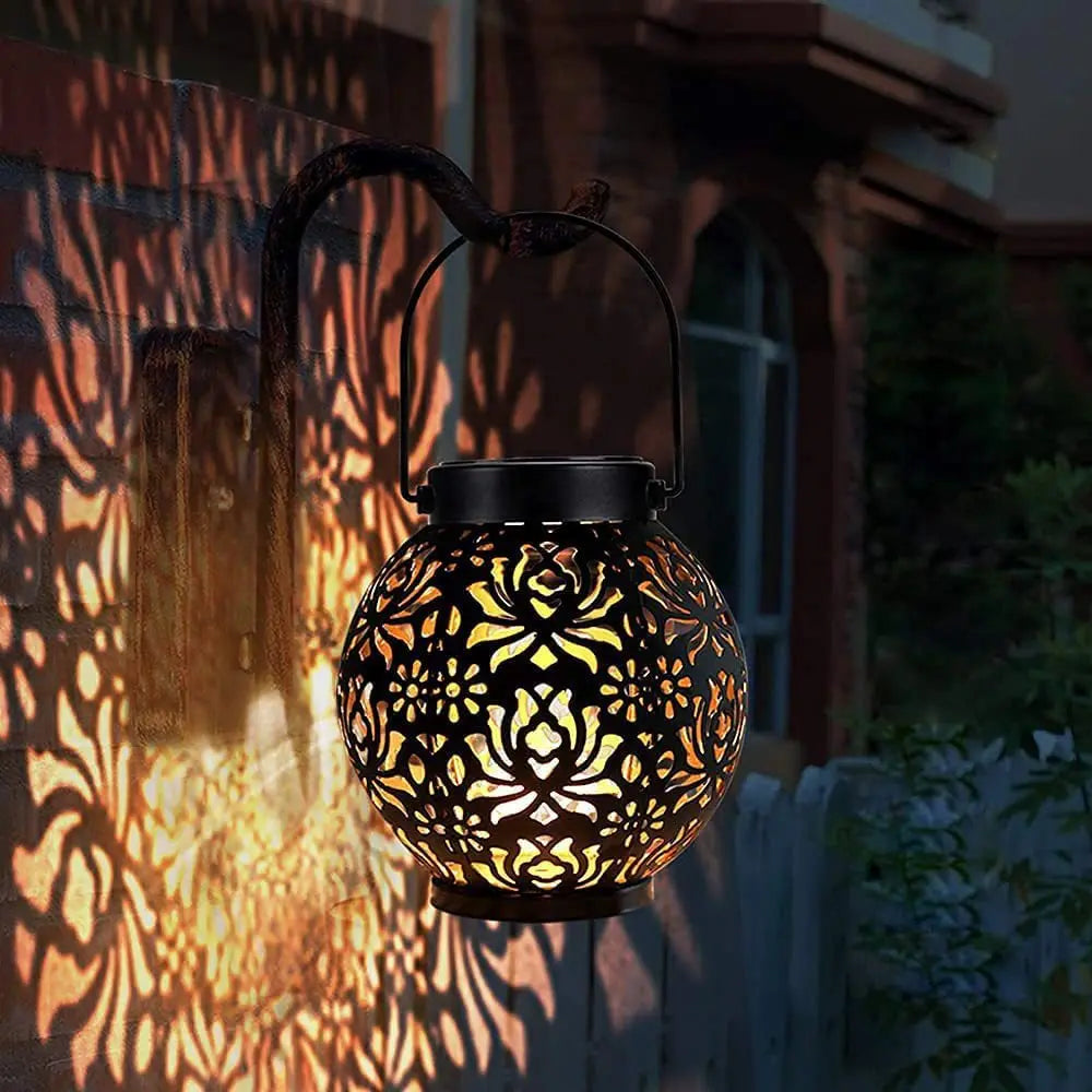 lanterne solaire à led en fer forgé pour jardin décoratif - vue 2 sur 8