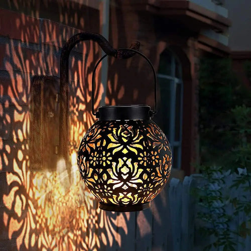 lanterne solaire à led en fer forgé pour jardin décoratif - vue 3 sur 8