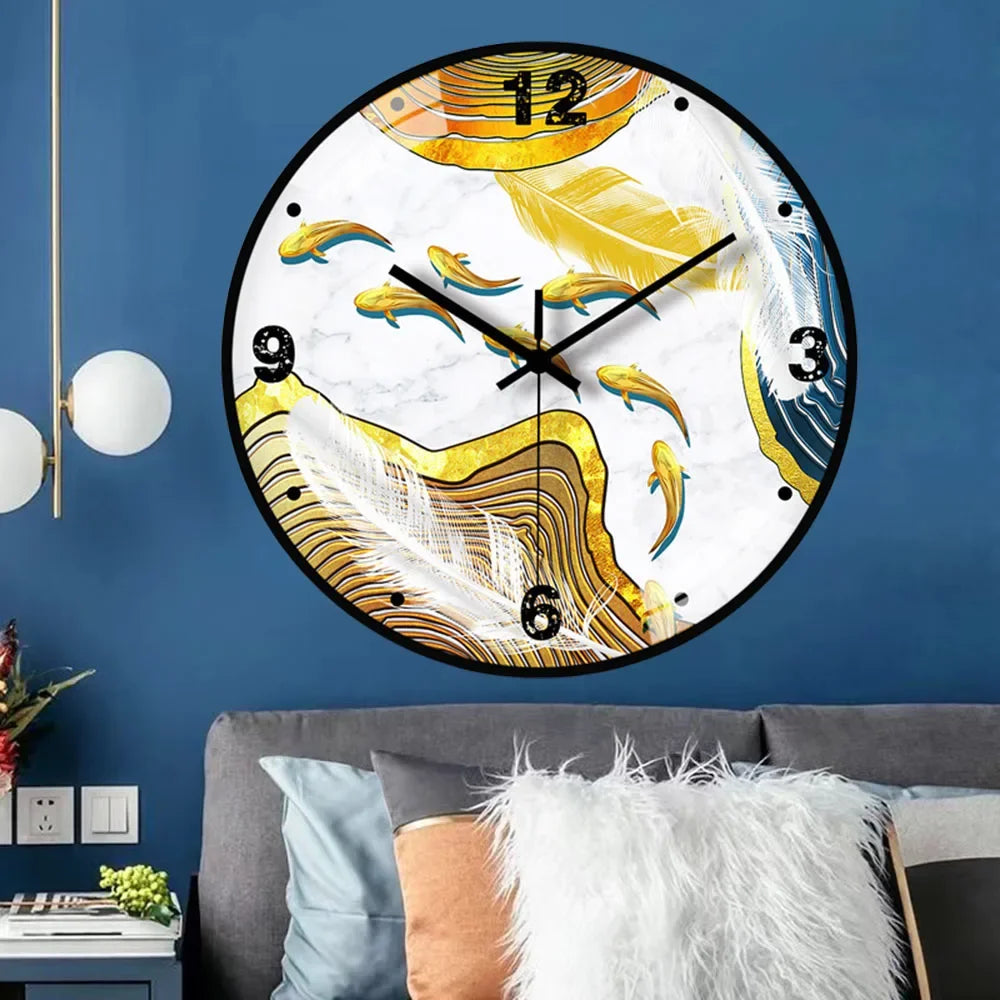 horloge murale en verre design moderne style chinois créatif et muet - vue 3 sur 11