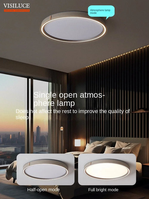 plafonnier led moderne en cuir avec télécommande lumière changeante - vue 6 sur 6