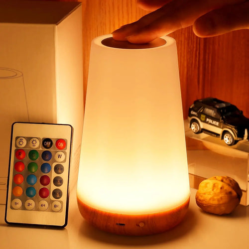 veilleuse rgb 13 couleurs tactile avec télécommande portable rechargeable usb - vue 2 sur 7