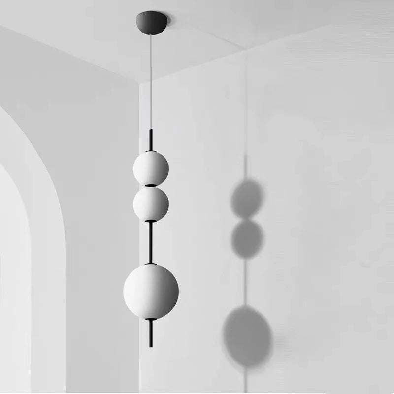 2024 LED White Glass Beads Pendant Chandelier Cafe Bar Bedroom Kitchen Round Ball Hanging Lighting Fixture Home Decor - vue 3 sur 9