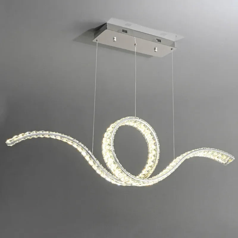 Luxury Restaurant LED Crystal Chandelier Modern High-end Design Gold/Silver Dimming Lamp Bar Kitchen Island Stair Pendant Lights - vue 1 sur 12