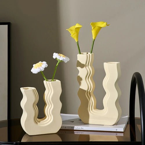 vase en céramique décoratif style morandi pour fleurs - vue 5 sur 11