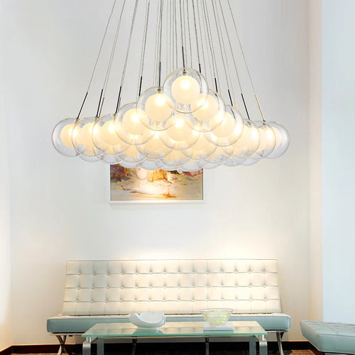 Boule de verre LED moderne en boule plafond lustre nordique salon salle à manger chambre décor à la maison suspension lampe de restaurant - vue 3 sur 5