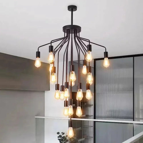 lustre rétro en fer avec led pour décoration intérieure - vue 3 sur 8