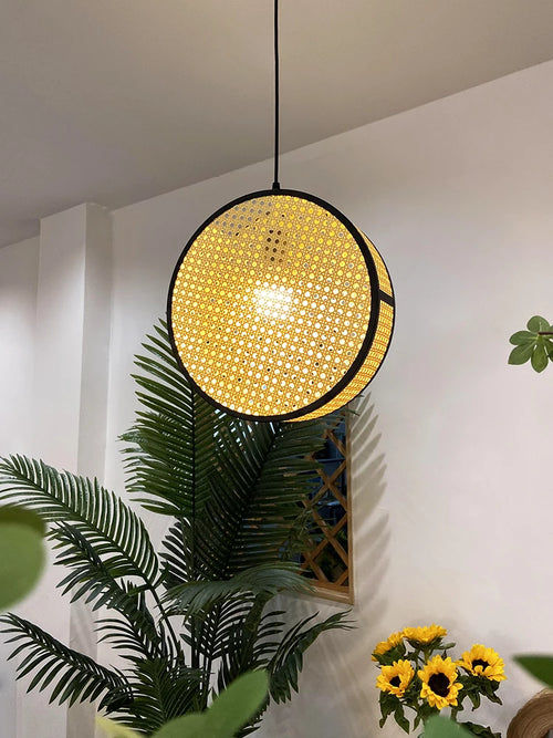 lustre en rotin tissé style créatif pour ambiance chaleureuse - vue 5 sur 9