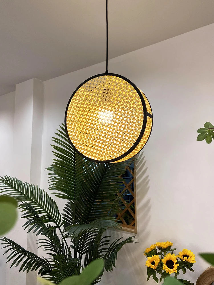 lustre créatif en rotin tissé pour décoration intérieure élégante - vue 4 sur 9