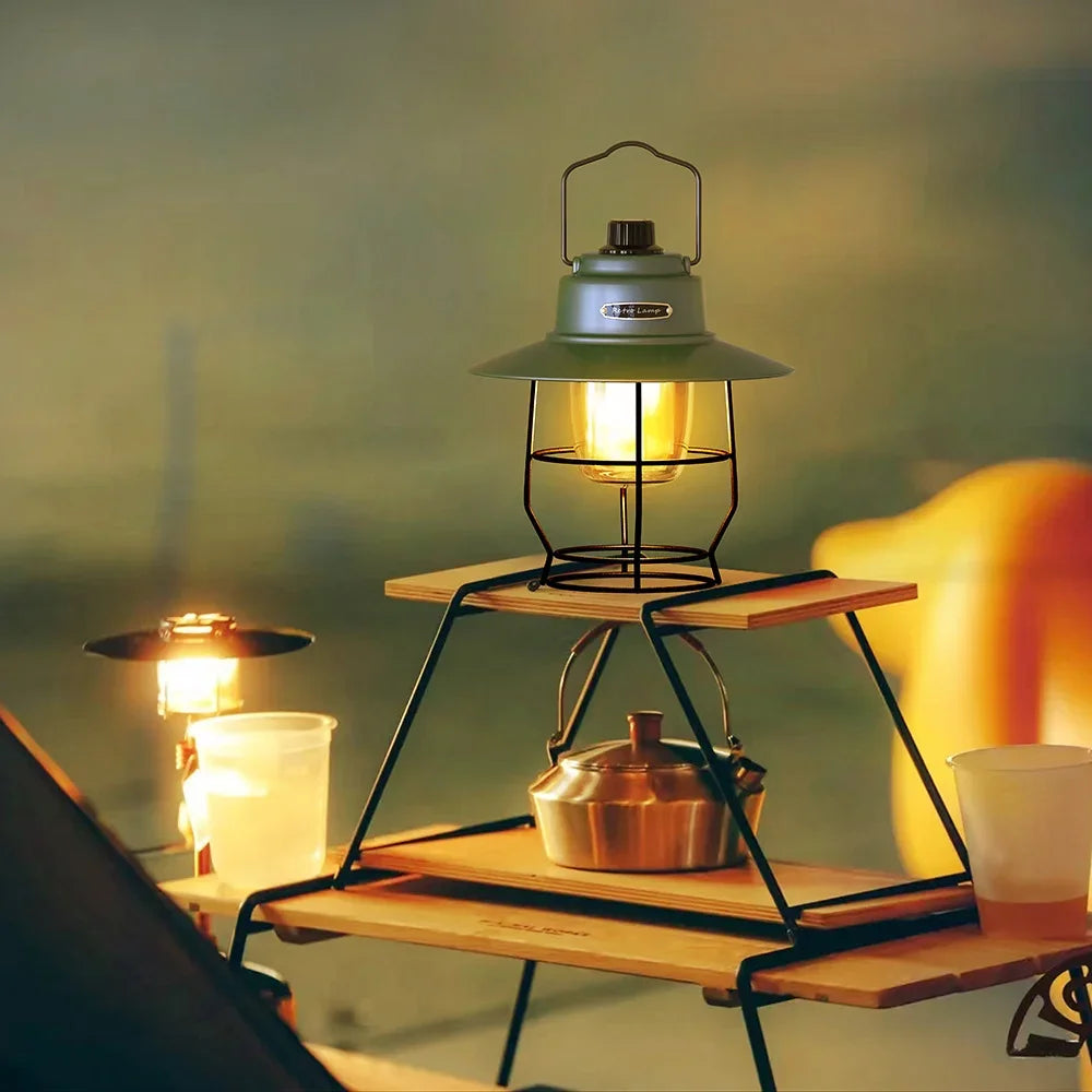 lampe de tente rétro portable pour camping et randonnée - vue 2 sur 8
