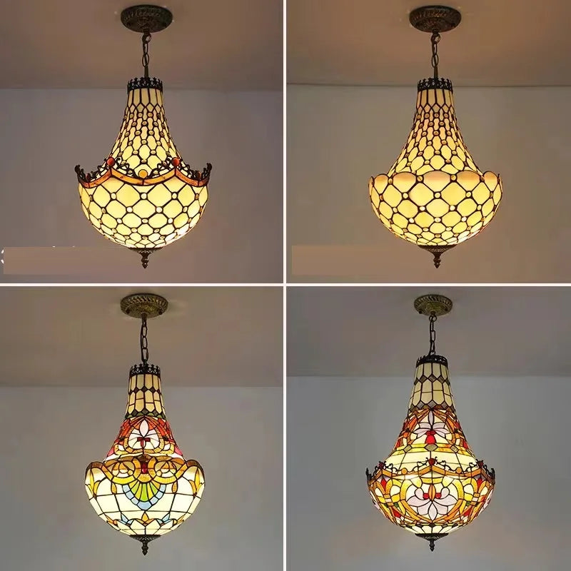 lustre vintage méditerranéen en vitrail pour intérieur élégant - vue 5 sur 14