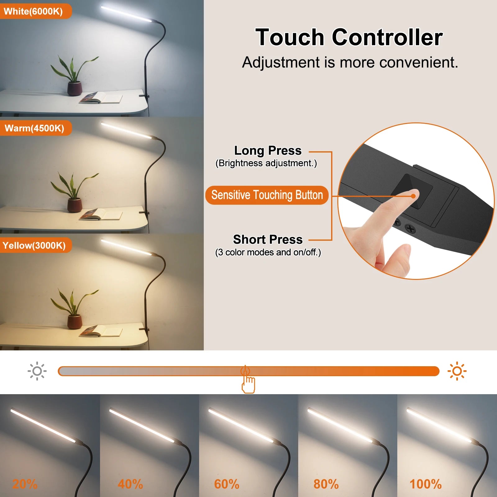 NEWACALOX pince de bureau barre d'écran suspension lumière 360 ° rotatif pliant bras Flexible Support 108 pièces LED SMD Protection des yeux lampe de bureau - vue 4 sur 8