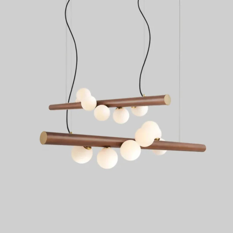 lustre japonais en bois massif design créatif éclairage tendance - vue 3 sur 10