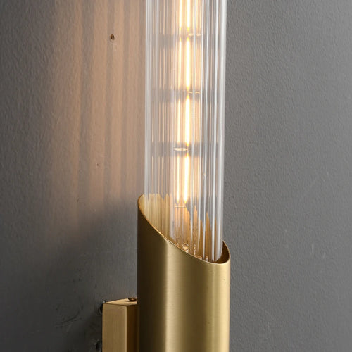 Simple All Copper Straight Glass Wall Lamp, Bathroom Mirror in Front of Light Luxury Living Room Balcony Bedroom LED Lighting - vue 6 sur 10