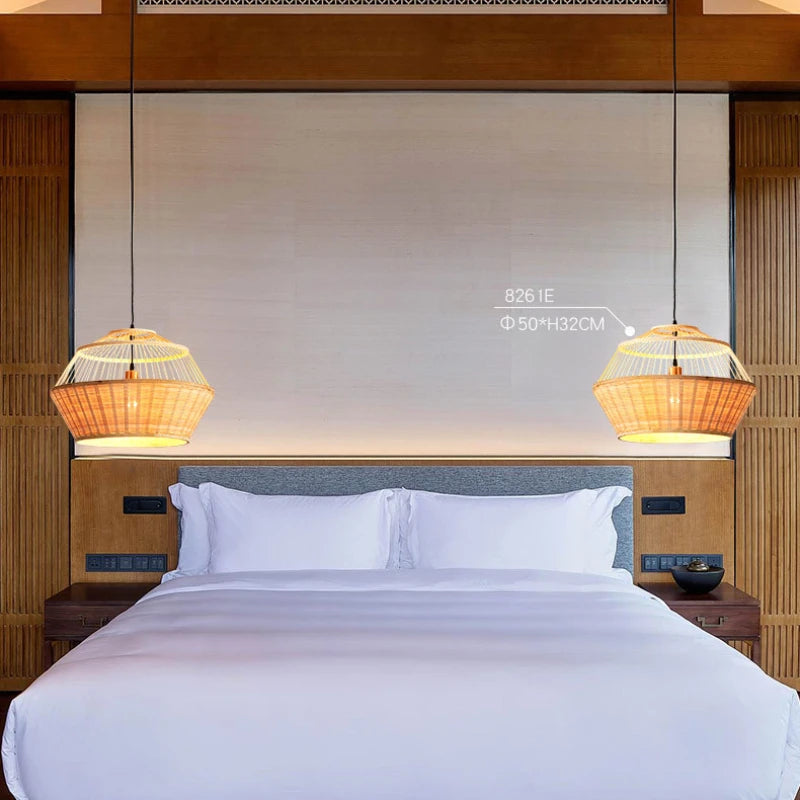 suspension luminaire en bambou pour restaurant hôtel - vue 5 sur 11
