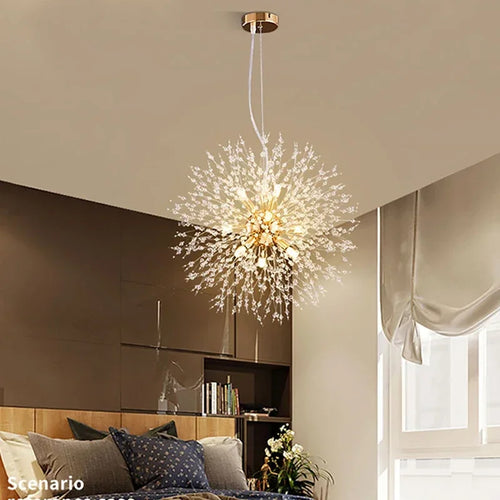 suspension moderne en cristal étoile de ciel lumineux - vue 5 sur 7