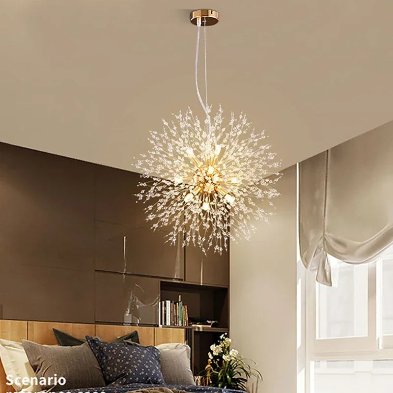 suspension moderne en cristal étoile de ciel lumineux - vue 5 sur 7