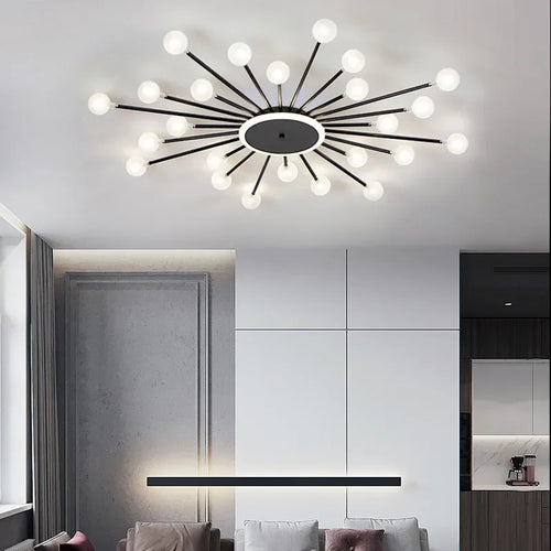 lustre moderne en verre avec éclairage led créatif intérieur - vue 2 sur 12
