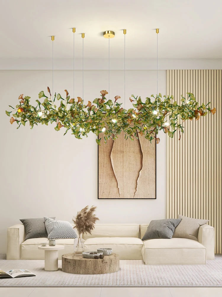 suspension moderne en ginkgo en verre personnalisée pour un éclairage élégant - vue 4 sur 16