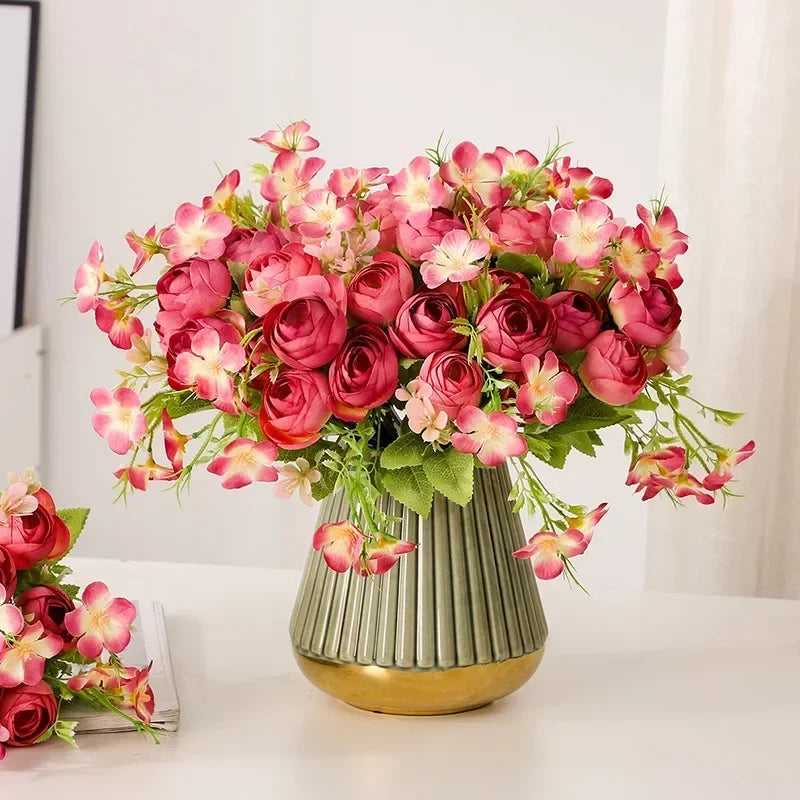 bouquet de fleurs artificielles en soie pour décoration intérieure - vue 1 sur 12