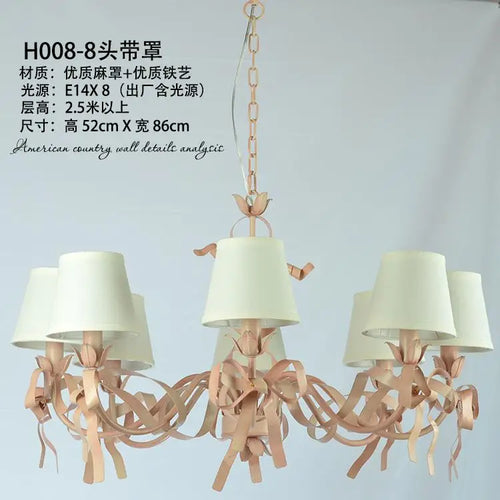 lustre en ruban rose pour chambre d'enfant élégante - vue 15 sur 14