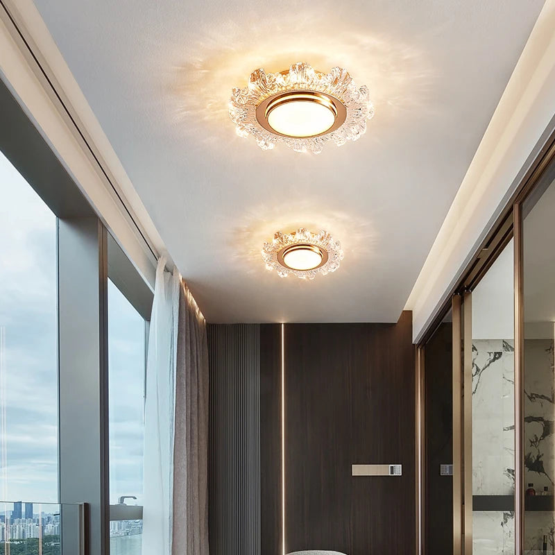lustre moderne led en verre cristal pour décoration maison - vue 6 sur 10
